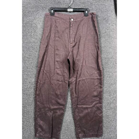 Chico's Design Linen Pants Womens Size 2 US 12 Brown Straight Leg - Picture 1 of 5